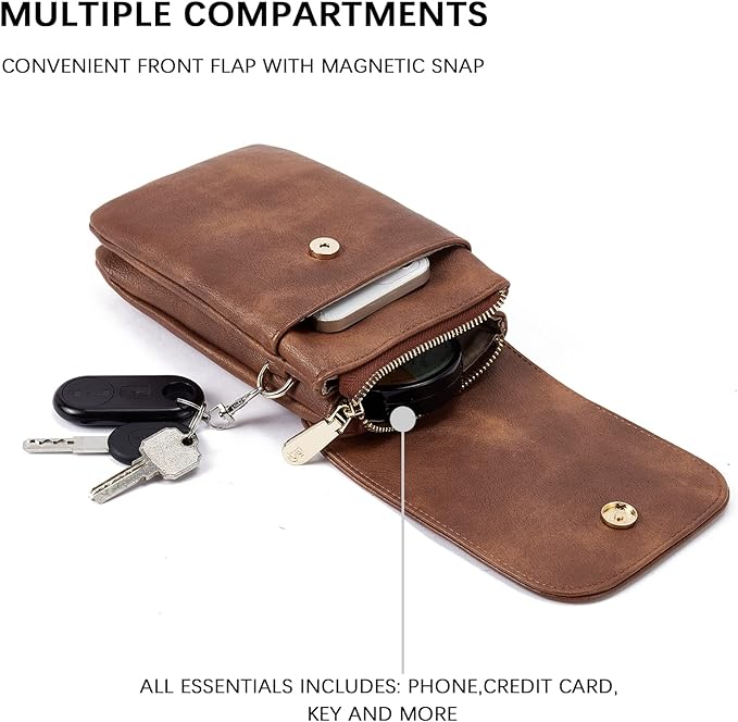 BOSTANTEN Small Crossbody Bag for Women Designer Cell Phone Purse | Vegan Leather, Multiple Pockets, Card Slots, Compact Size for Phone, Cards and Keys, Daily Travel Shopping Use