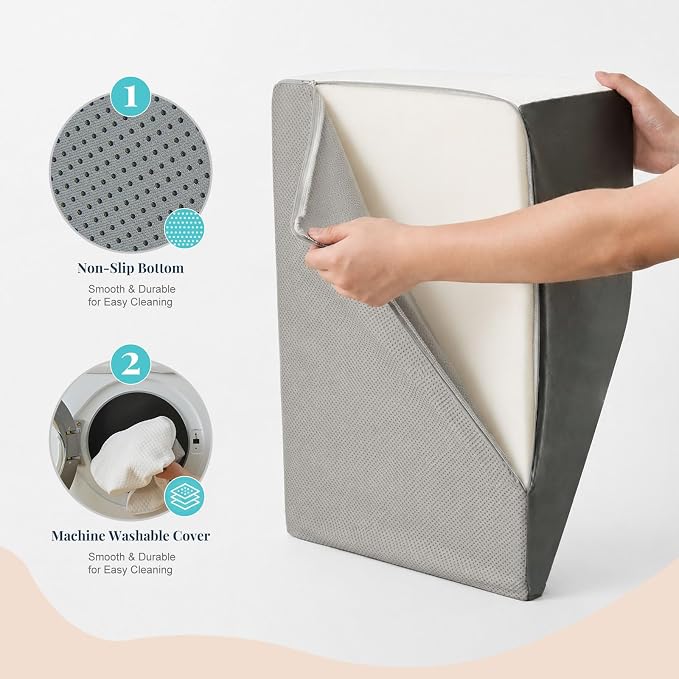 Yojoker Leg Elevation Pillow Blood Circulation, Memory Foam Wedge Pillow for Legs Swelling, Leg Elevation Pillows for After Surgery, Knee Wedge Pillow for Sleeping Back Hip Ankles Relief Dark Grey