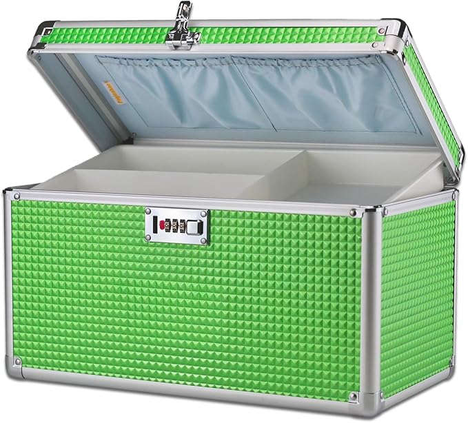 Medicine Lock Box with Code, Secure Multipurpose Locking Box | Portable Combination Storage Lockbox, Childproof Medication Organizer Case, Portable First AidBox with Removable Utility Tray