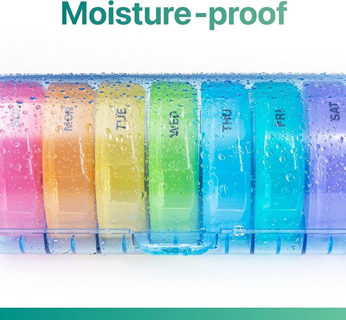 Sukuos Large Weekly Pill Organizer 2 Times a Day, Daily Pill Box 7 Day Easy to Open with Double Protection, AM PM Pill Case for Medicine/Vitamin/Fish Oil/Supplements (Blue)