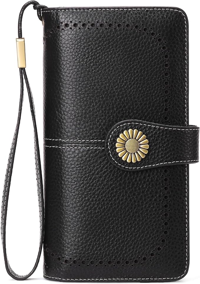 SENDEFN Wallets for Women Leather Credit Card Holder with RFID Blocking Large Capacity Wristlet | with RFID Blocking