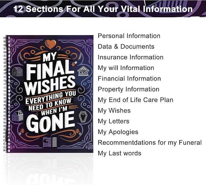 End of Life Planner, My Final Wishes Everything Need to Know When I'M Gone, Death Note Notebook of Life Planners Organizer Binder