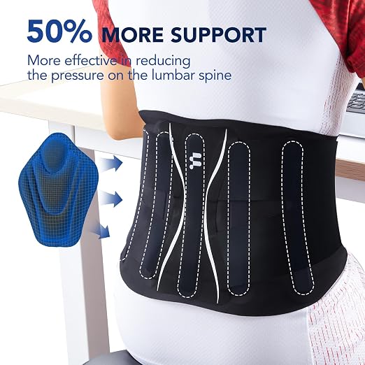 0.5mm Ultra Thin Back Brace for All Day Comfort, Wear under Clothes | Invisible Back Support, Seamless Design, Removable Lumbar Pad, Adjustable Compression, Lower Back Pain Relief, Black, Size M