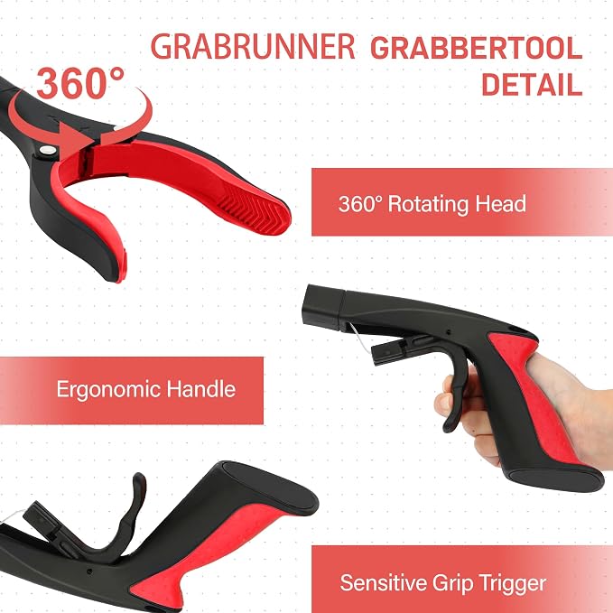 Grabber Reacher Tool - 32” Reacher Grabber Tool with Strong Magnetic and Swivel Head - Heavy Duty Pick Up Stick Grabbers for Seniors, Trash, Surgery Recovery Must Haves Gifts(Red)