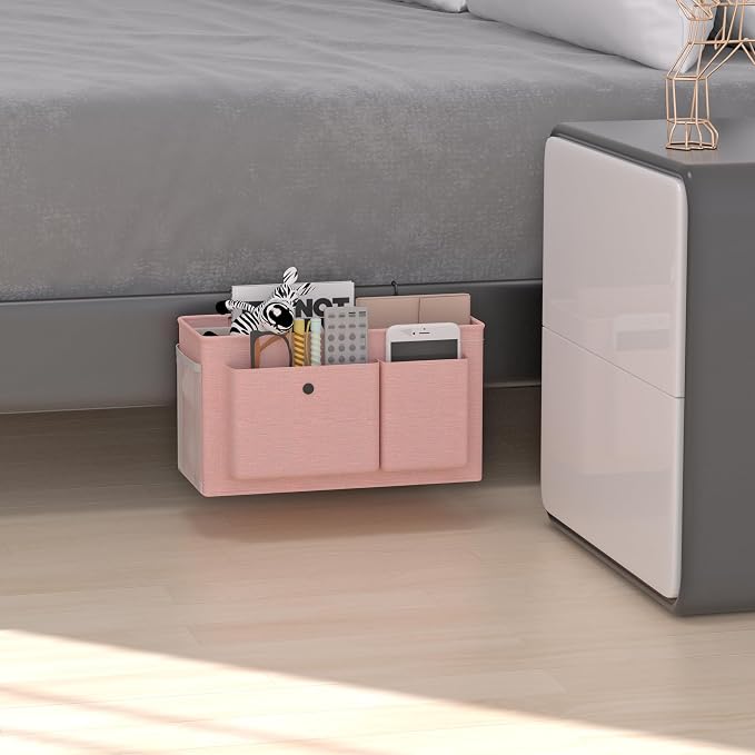 Bedside Caddy Bedside Storage Hanging Organizer for Bunk Dorm Bed Rail | Bed Caddy with Hooks, Top Bunks and Dorm Essentials for Water, Tissues, Tablets, Books, Phones, Remotes and Other Necessories