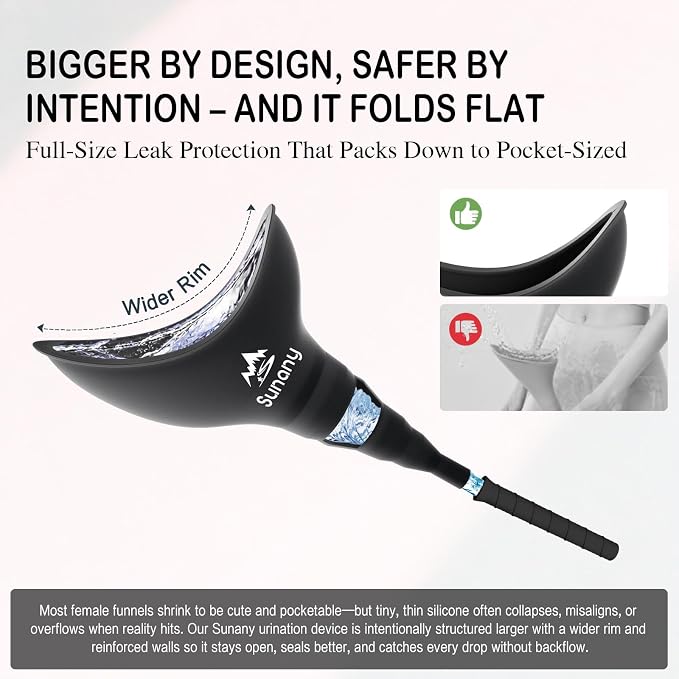 Female Urination Device, Reusable Female Urinal Silicone Women Pee Funnel | Women to Pee Standing Up, The Perfect Companion for Camping,Travel travel outdoor, folds compact, easy rinse