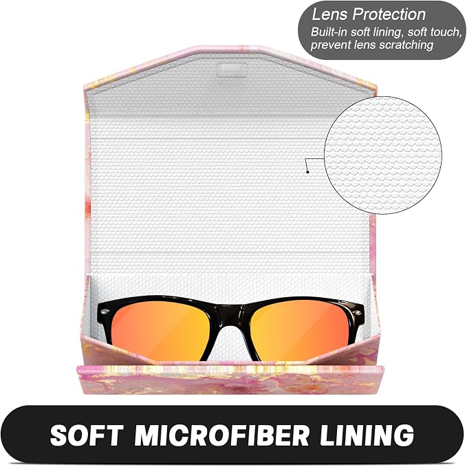 Sunglasses Case, Foldable Glasses Case, Magnetic PU Leather Hard Shell Folding Eyeglass Holder Box, Collapsible Unisex