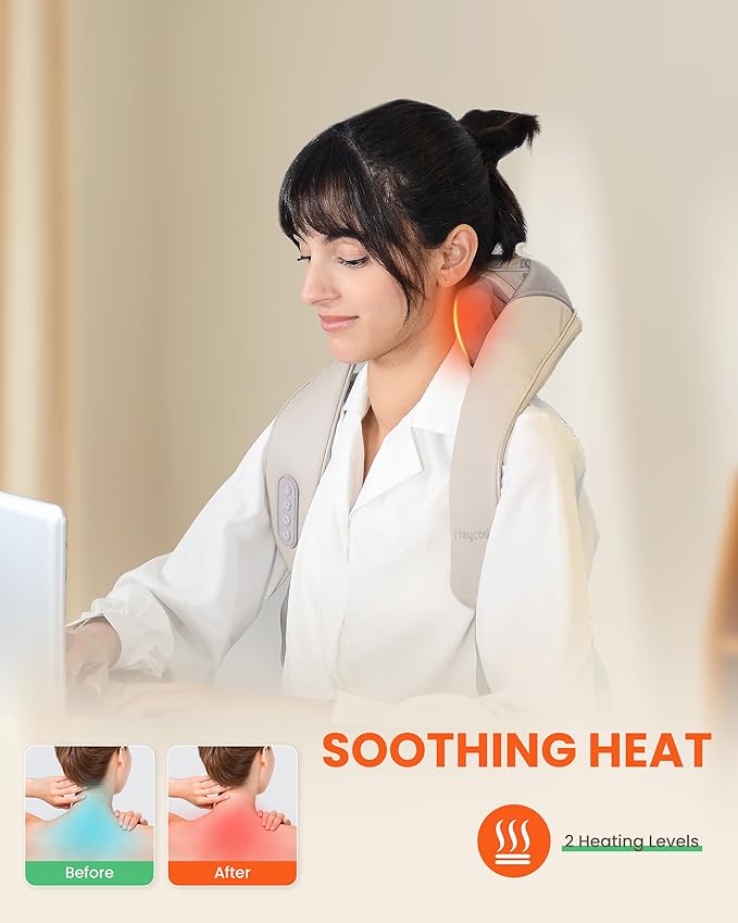 Cordless Neck Massager with Heat, FSA Eligible HSA 4D Deep Kneading Neck Shoulder Massager for Pain, Wireless Shiatsu Back Massager Pillow, Gifts for Men, Women Rechargeable