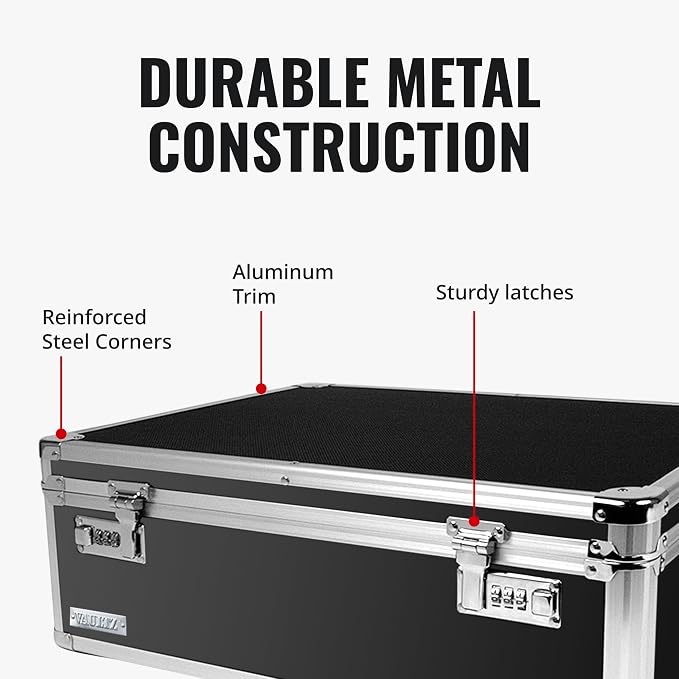 Vaultz Locking Storage Chest with Dual Combination Lock-Small Lock Box for Laptops, Tablets & Valuables, Lockable Storage Box with Code, Keyless Lockbox for Dorm, Home & Travel 18.11" x 12.99" x 6.18"