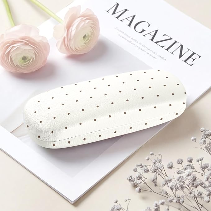 Glasses Case Hard Shell, Cute Sunglasses Case for Women Leather Protective Case for Eyeglass with Cleaning Cloth