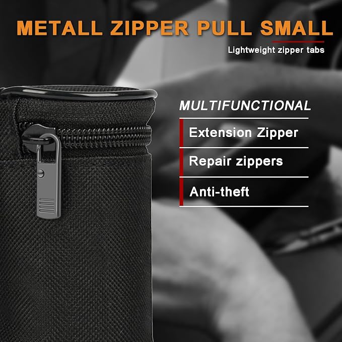 CooBigo 8 Pack GunBlack Metal Zipper Pulls - Replacement for Luggage, Backpack, Zipper Repair
