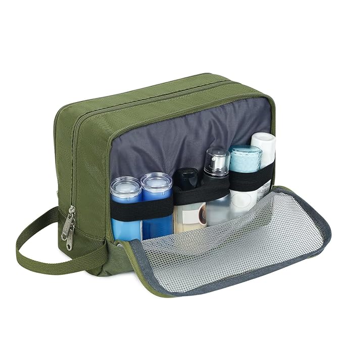 WANDF Travel Toiletry Bag for Men, Small Dopp Kit for Toiletries | Water-Resistant Fabric, Travel Bag for Toiletries, Compact Storage, Shaving Accessories, Weekend Trips