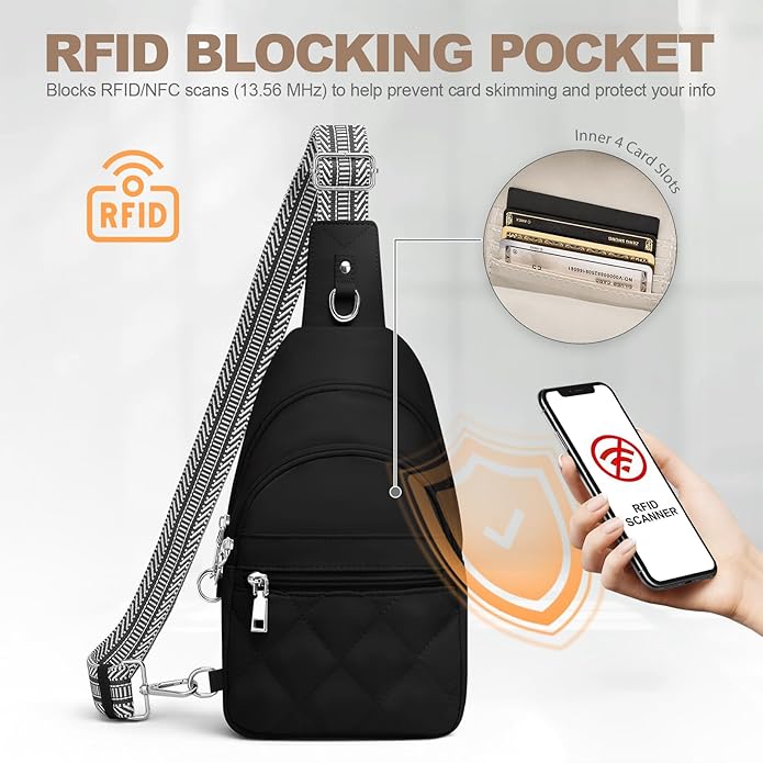 Sling Bag for Women, Anti-Theft RFID Crossbody Purse Travel