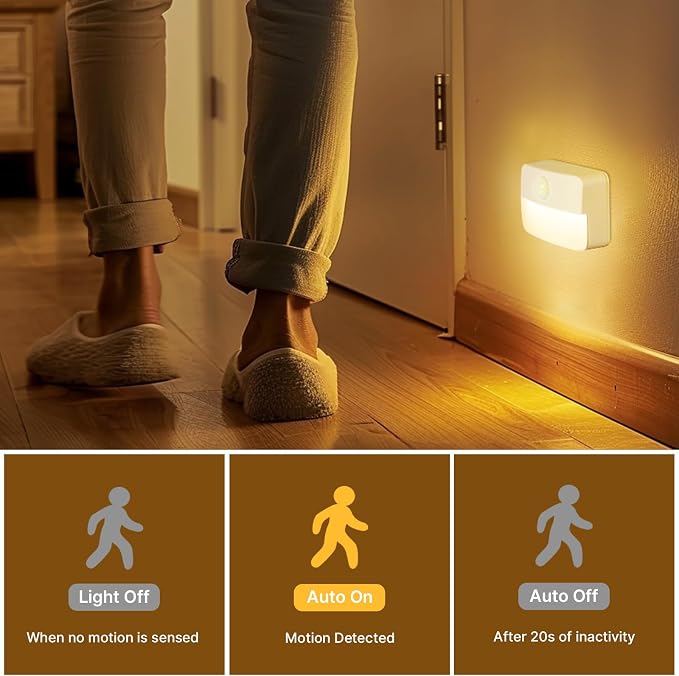 16 Pack Motion Sensor Stair Light Indoor, Battery Operated Night Lights | Automatic, Wireless, Stick on Anywhere Portable LED Lamp for Step Toilet Hallway Bedroom Under Cabinet Closet Wall Kitchen