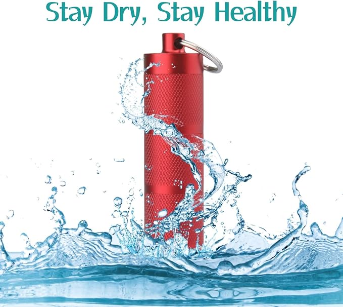 Waterproof Keychain Pill Holder - 3-Compartment, Wine Red | Anodized aluminum with a keyring. 3 detachable layers. Pocket-sized, rustproof EDC pill container