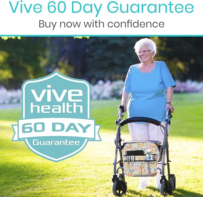 Vive Wheelchair Bag - Machine Washable, Double-Stitched, Water-Resistant Accessory Backpack for Rollators, Wheel Chairs, Walkers - Pouch with XL Pockets & Straps for Quick Installation