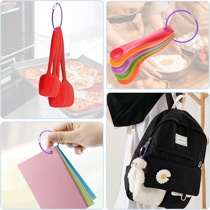 CooBigo 12 Pack Stainless Steel Loops 2mm Coated Wire Keychain Cable Large Key Rings 6 inch Key Chain for Women, Luggage Tags, Key Tags, Keyrings, Kitchen Utensils, Duster - Purple