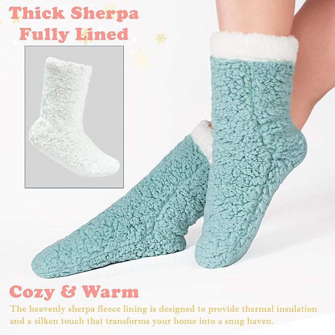 cosyone1997 Women's Fuzzy Slipper Socks with Non-slip Grippers, Cozy & Unique Gifts