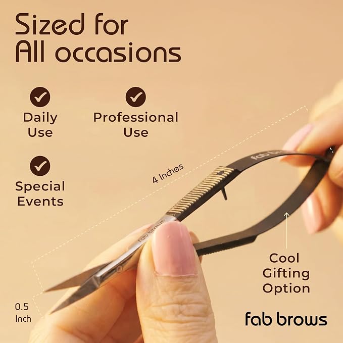 Soft Grip Eyebrow Trimmers | Brow Scissors for Women and Men | Precise & Sharp | Stainless Steel Tip Beauty Scissors | Eyebrow Grooming & Shaping | Brow Care | Eyelashes, Beard, & Nose Hair Trimmer
