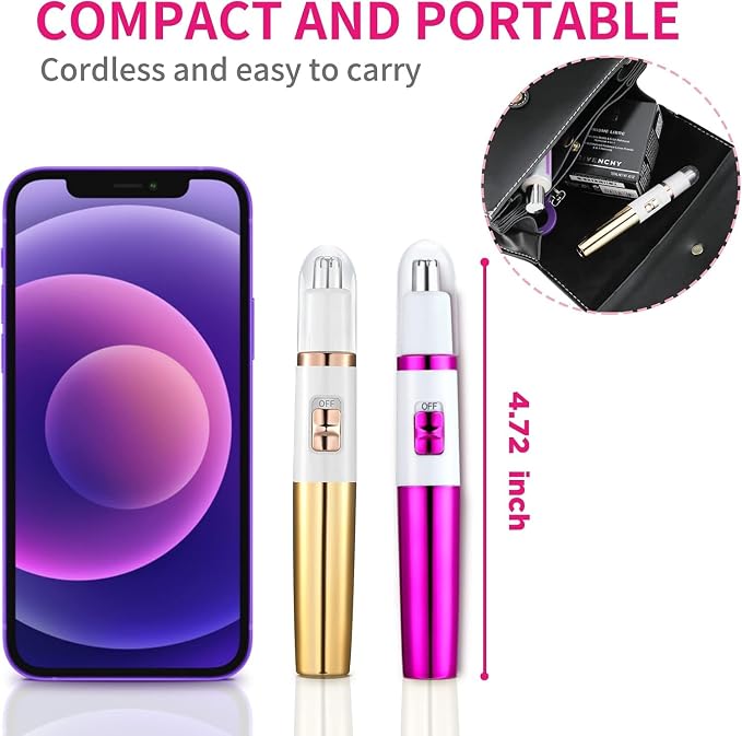 AREYZIN Ear and Nose Hair Trimmer-2026 Professional Painless Ladies Eyebrow & Facial Hair Trimmer for Men Women,Battery-Operated,with IPX7 Waterproof Dual Edge Blades for Easy Cleansing