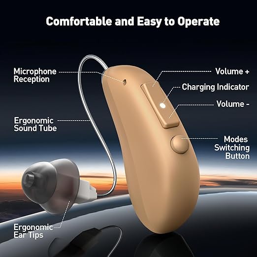 Hearing Aids, Hearing Aids for Seniors with Moderate Hearing Loss, 16 Channel Rechargeable Hearing Amplifiers with Noise Cancelling, Five Levels of Volume Adjustment, Clear Sound and Easy to Use