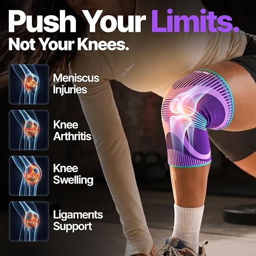 DR. BRACE Elite Compression Knee Brace for Women & Men, (2-Pack) Knee Support Compression Sleeve, Workout Sports Knee Braces for Meniscus Tear, ACL & Arthritis Pain Relief - Check Size Guide Video (Galaxsis, Large)
