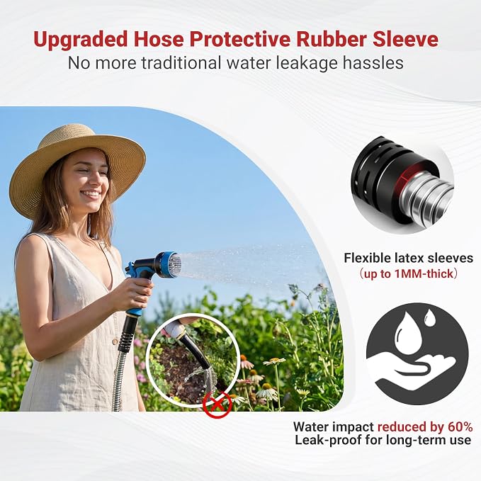 Lefree 50ft Metal Garden Hose - Heavy Duty 304 Stainless Steel Flexible Water Hose, No Kinks & Leak-Proof with Upgraded Handle, 10-Function Spray Nozzle for Balcony, Patio, Small Yard, Car Wash | Heavy Duty Flexible Hose, No Kinks & Leak-Proof with Upg...