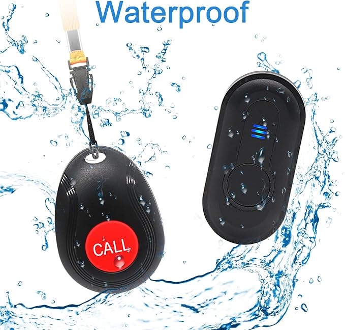 CallToU Caregiver Pager Wireless Call Button Vibration Pager 1000FT Nurse Calling Alert System for Hard of Hearing Home Elderly Disabled Patient 2 SOS Panic Button 1 Receiver, 4 Modes