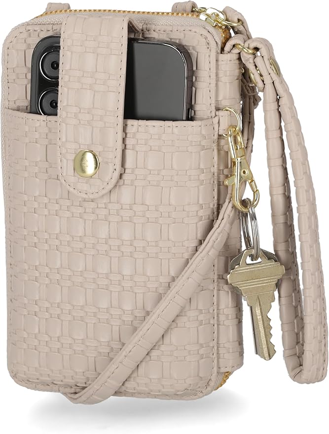 Mundi Jacqui RFID Crossbody Wallet for Women, Vegan Leather Small Travel Handbag with Phone Holder, Compact Organizer with Card Slots and Adjustable Strap, Vacation Purse in
