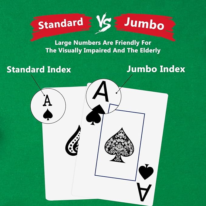 Playing Cards,Deck of Cards,Playing Card 2 Pack,Poker Cards Set,Jumbo Large Print Playing Cards for Adults Seniors,Card Games for Family Game Night Party (Blue and Red)