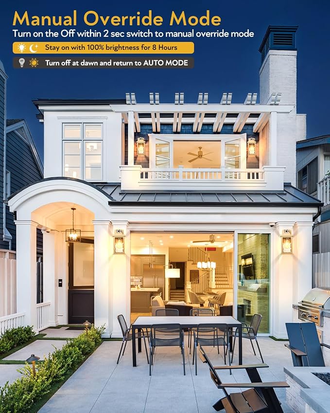 VIANIS Gold Motion Sensor Outdoor Lights Lantern, Exterior Lights for House | UL Listed, Dusk to Dawn Anti-Rust Porch Lights Sconce, Garage Lights Wall Mount for Patio, Doorway, Fade-resistant, 2 Pack