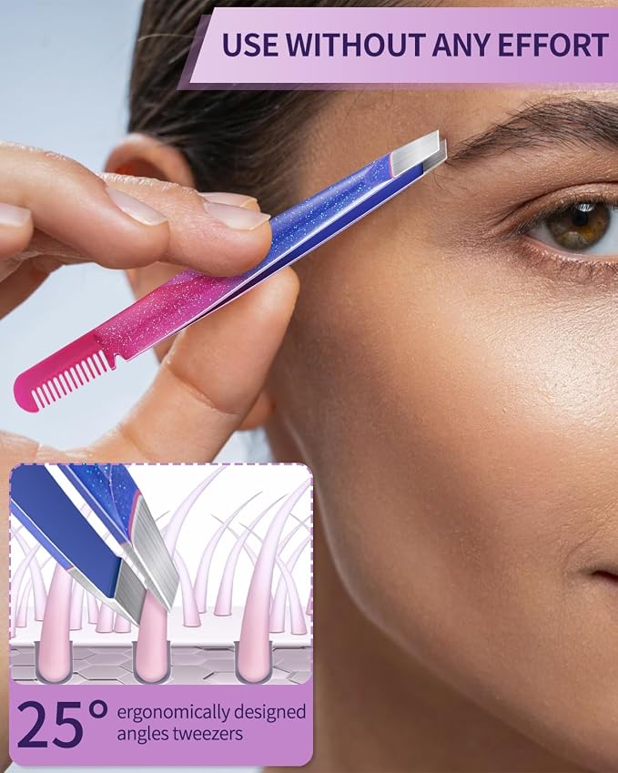 MORGLES Tweezers Set 9 Pcs Nail Clipper Kit with Case for Eyebrows Grooming | 5 Tweezers, Clippers, Scissors, Rust-Proof Steel, Travel Press-On Case, Gift for Him/Her, for Splinters, Brows, Facial Hair