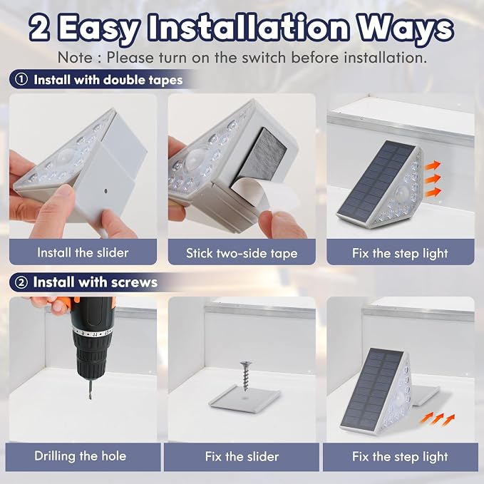 Kondras 16-Pack Motion Sensor Solar Step Lights for Outside, Outdoor Stair Lights Waterproof IP67, Solar Powered LED Outdoor Step Lights Decor for Yard Garden Porch Patio Pathway Deck