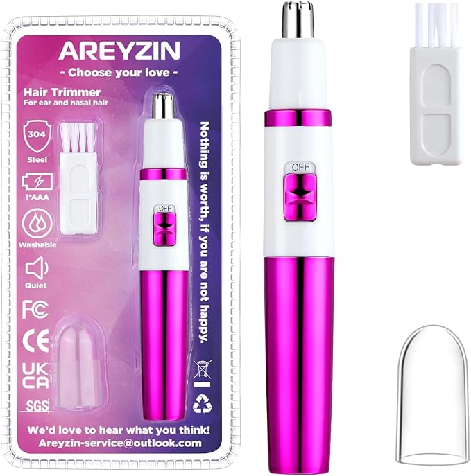 AREYZIN Nose Hiar Trimmer for Women,Ladies Painless Nose Trimmer Women,Eyebrow Facial Ear Hair Trimmer Hair Clippers Professional, Waterproof, Dual-Edge Blade, Purple