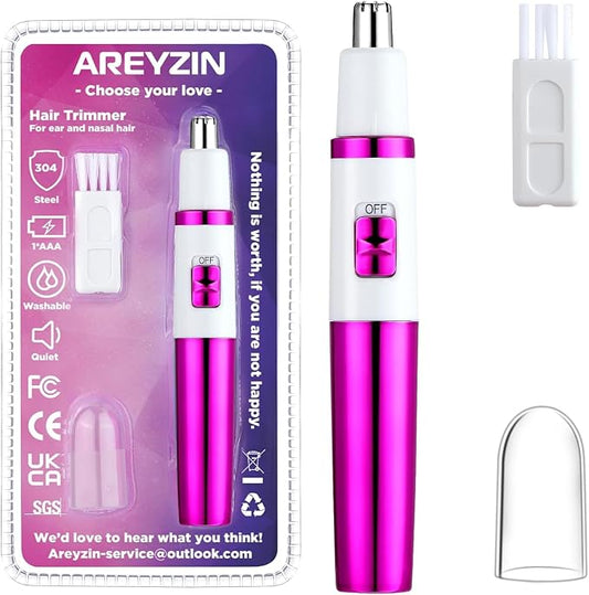 AREYZIN Nose Hiar Trimmer for Women,Ladies Painless Nose Trimmer Women,Eyebrow Facial Ear Hair Trimmer Hair Clippers Professional, Waterproof, Dual-Edge Blade, Purple