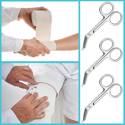Zhehao 2 Pieces Ostomy Scissors Stainless Steel Bandage Surgical Medical Scissors for Doctors, Nurses, Veterinary Home Nursing, 4.3 x 2.1 Inch, Curved (Silver)