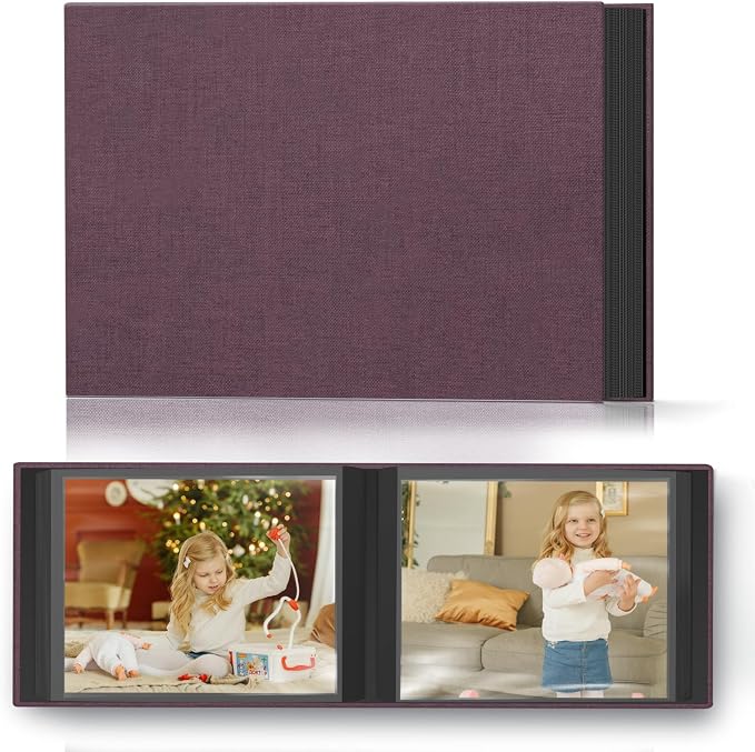Popotop Photo Album 4x6 48 Pockets for Wedding Gifts,Linen Hardcover Picture Albums for Family Anniversary Baby Vacation Pictures