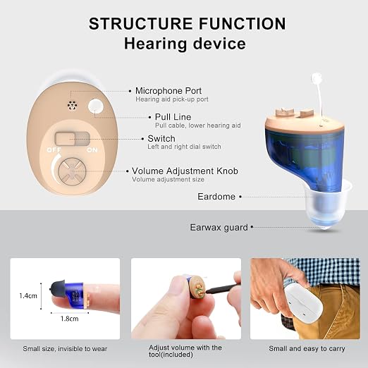 True Hearing Aids for Seniors Not Amplifier- Noise Cancelling, Rechargeable & Invisible with Magnetic Charging Box