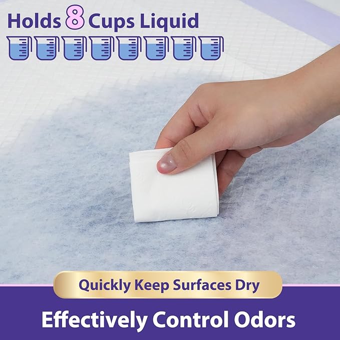 110 Grams Heavy Duty Bed Pads 30''X36'', 50 Count MILDPLUS Purple Disposable Underpads with Anti-Slip Film, Extra Large Chucks Pads, 3X Thicker Incontinence Pads for Adults, Kids or Pet