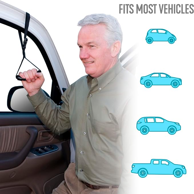 Stander CarCaddie, Car Safety Grab Bar for Adults, Seniors, and Elderly, Ergonomic Vehicle Support Handle with Adjustable Strap and Non-Slip Rubber Grip, Automotive Standing and Mobility Aid