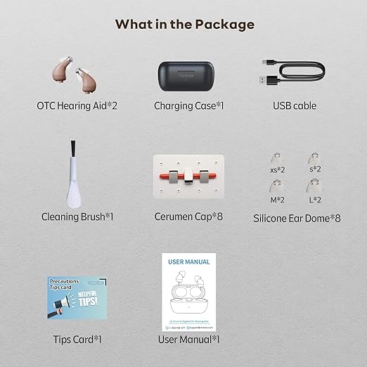 Supermini Hearing Aids (Not Amplifiers), Rechargeable Digital Hearing Devices with 16-Channel Sound Processing for Superior Sound Quality, Over-The-Counter, Auto-On/Off, Pair