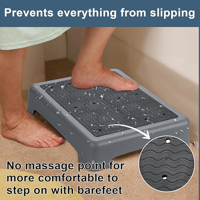 Mobility Step Stool for Adults & Seniors,Indoor/Outdoor Portable Stair Assist,Anti-Slip Bathroom Step Platform for Kitchen,Office, Door,Bedside,Stairs,Car for Elderly,Grey-Black