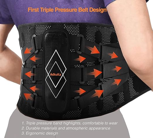 Back Brace for Lower Back Pain Women Men - 10x Maximum Compression and Adjustable - Lumbar Support Belt with 3D Pad - Ergonomic and Breathable 3D Material - for Herniated Disc,Sciatica