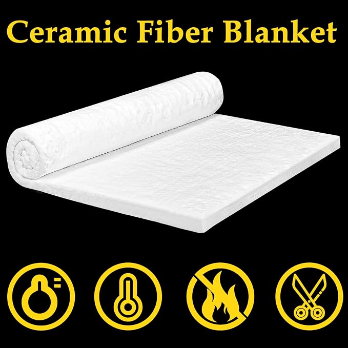 2 PCS 24" x12" x1" (Thick) Ceramic Fiber Blanket Fireproof Insulation Baffle Rated to 2400F, High-Temperature Resistance for Stoves, Kilns, Forges