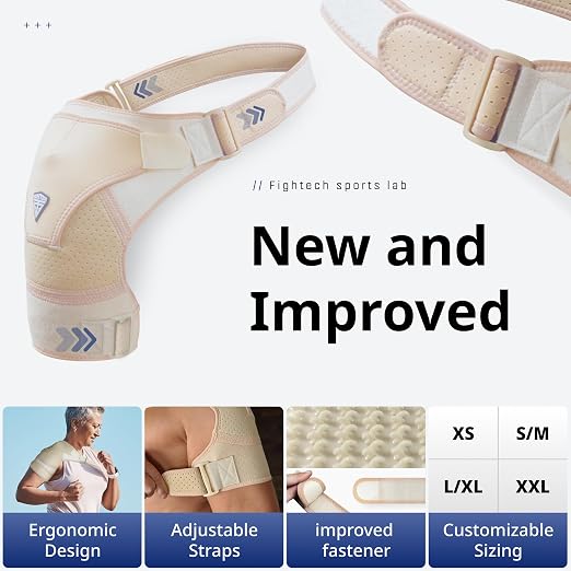 FIGHTECH Rotator Cuff Shoulder Brace for Women and Men - 2 Sizes - Shoulder Support - Pain Relief - Nude - Small (Chest 29-35" Bicep 9-12")
