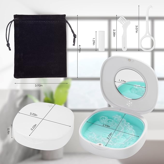 Doboli 2 Pack Retainer Case with Vent Holes, stocking stuffers for gift women men,Compatible with Invisalign,Night Guards,and Mouth Guards Case - Includes Storage Bag,Slim Aligner Remover Tool