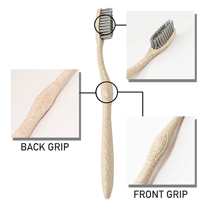 Bleeker and Rowe Biodegradable Eco-Friendly Toothbrushes - Individually Sealed - BPA Free Soft Bristles - Sustainable - Recycled Packaging (Pack of 3)