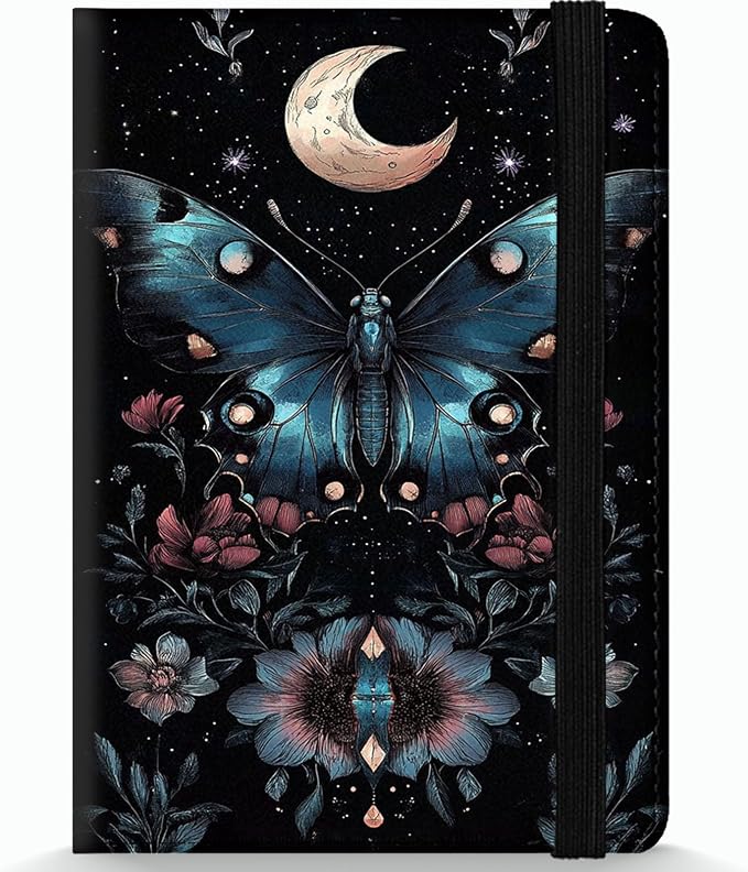 Passport Holder Wallet Cover Case,RFID Blocking Passport Cover,Large Capacity Travel Wallet with Multi Card Slots (Butterfly and Moon)