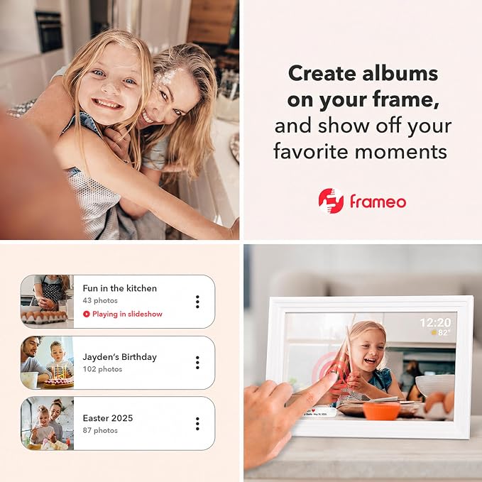 10.1" Frameo Digital Picture Frame WiFi Instant Photo Sharing Gift | Instant Photo & Video Sharing,1280x800 HD IPS Touch Screen, 32GB Storage, SD Card Support, Private Sharing & Gift for Parents