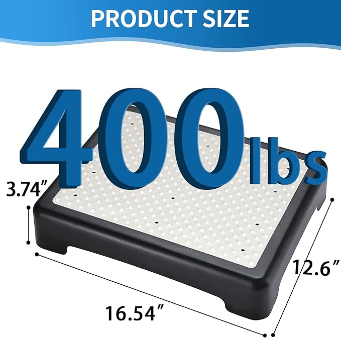 Step Stool for Adults Elderly, Sturdy Portable Half Stepping Stool Anti Slip Mobility Daily Aids Indoor/Outdoor Wide Safety Platform for Kitchen Bed Toilet Bathroom Cars,Middle Size White